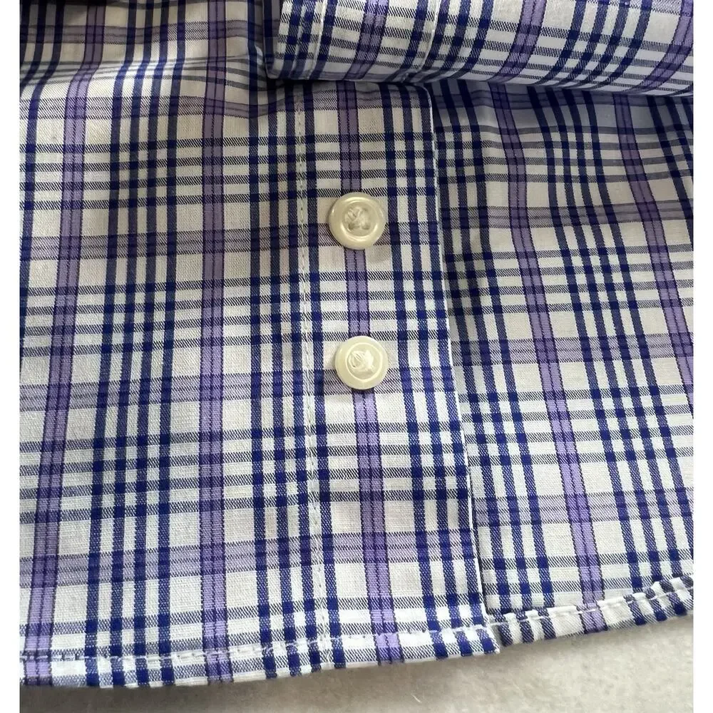 Cat & Jack Boys M (8) Plaid Dress Shirt Blue/Purple/White Long Sleeve Button-Up